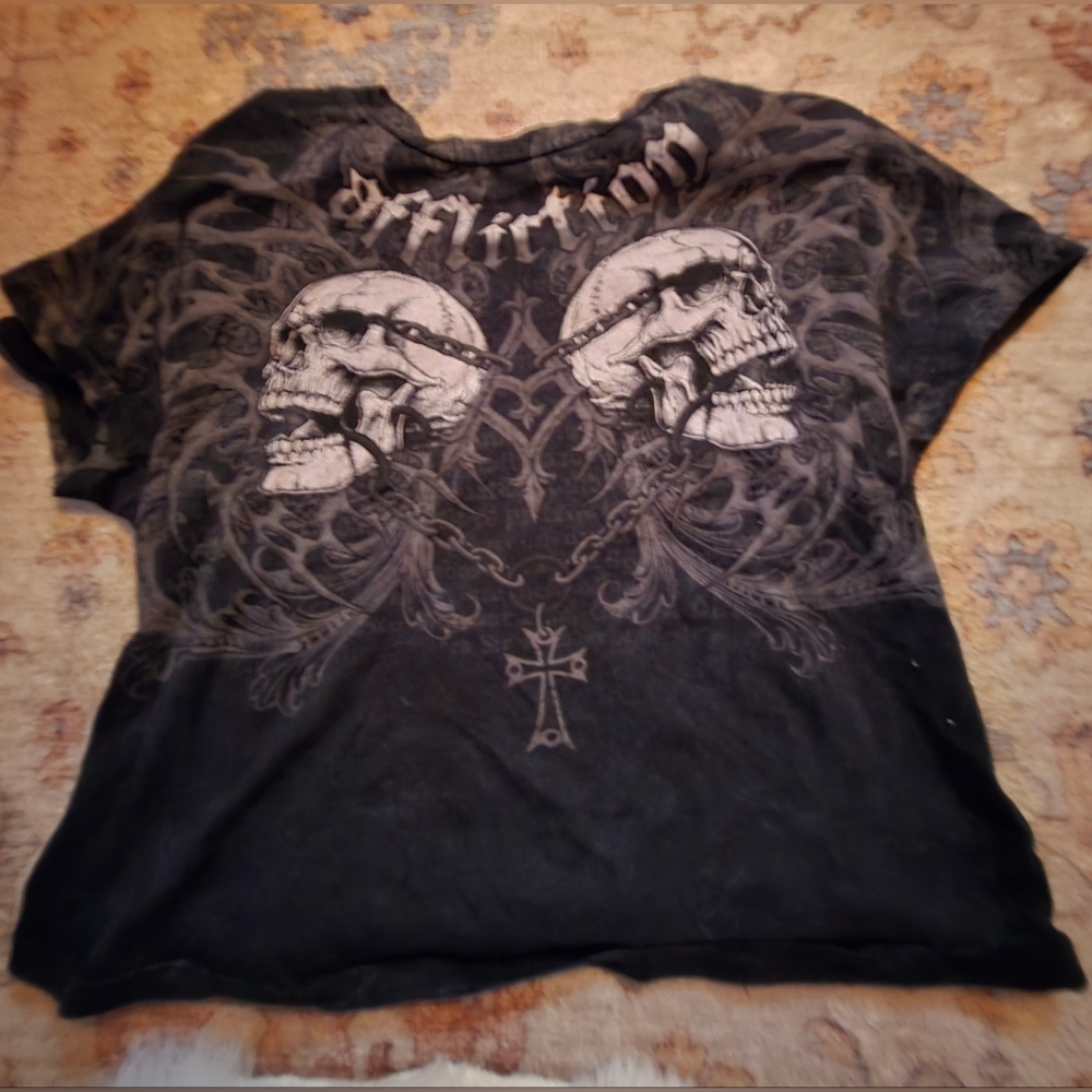 Affliction Charcoal Skull Graphic Tee